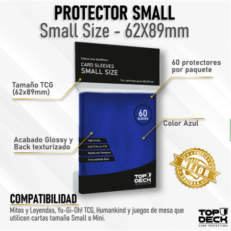 Protectores Esenciales | TOPDECK Small 62x89mm color AZUL