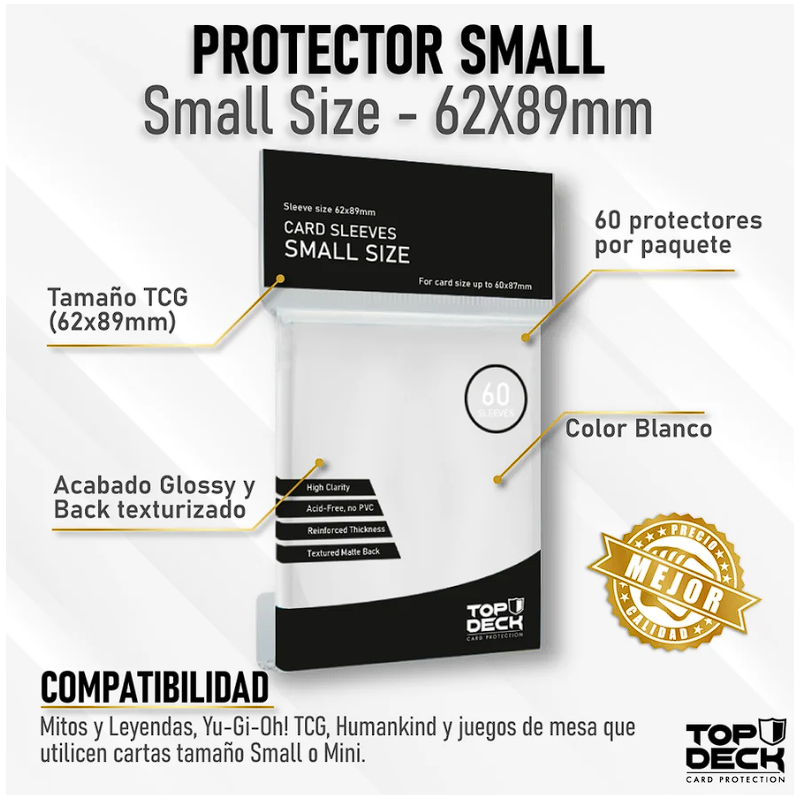 Protectores Esenciales | TOPDECK Small 62x89mm color BLANCO