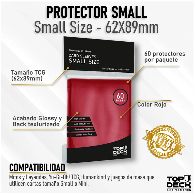 Protectores Esenciales | TOPDECK Small 62x89mm color ROJO