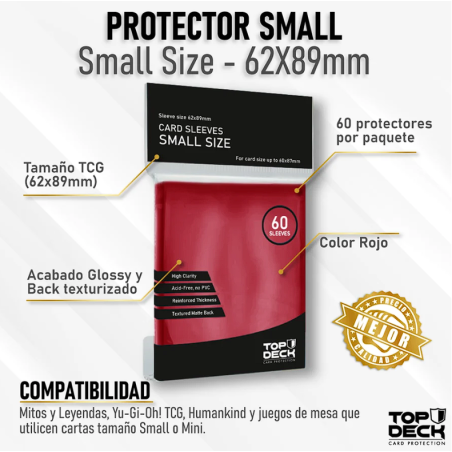 Protectores Esenciales | TOPDECK Small 62x89mm color ROJO