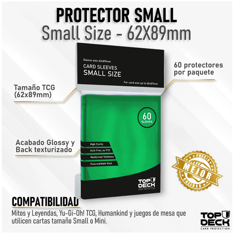 Protectores Esenciales | TOPDECK Small 62x89mm color VERDE