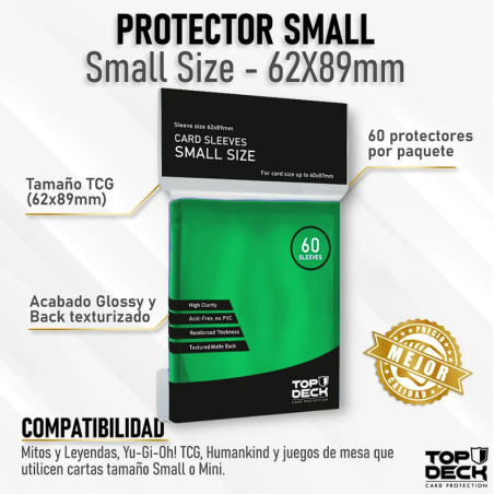 Protectores Esenciales | TOPDECK Small 62x89mm color VERDE